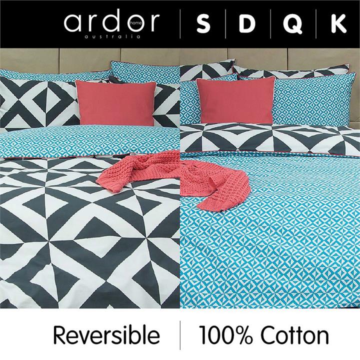 Nyallo - Charcoal Reversible Quilt Cover Set 100% Cotton