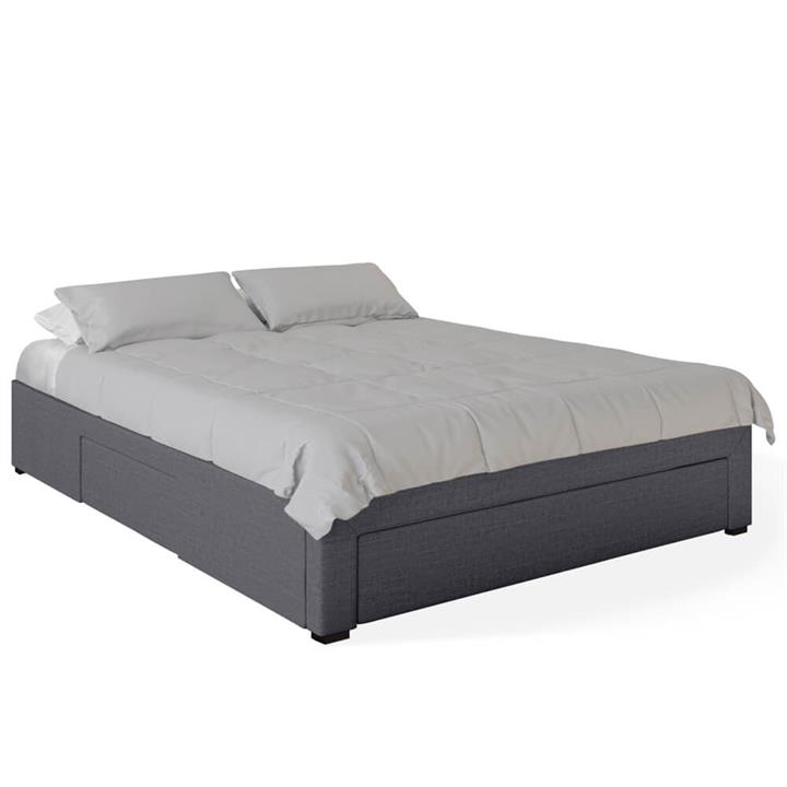 Octavia Fabric Bed Base with Drawers Double - Dark Grey