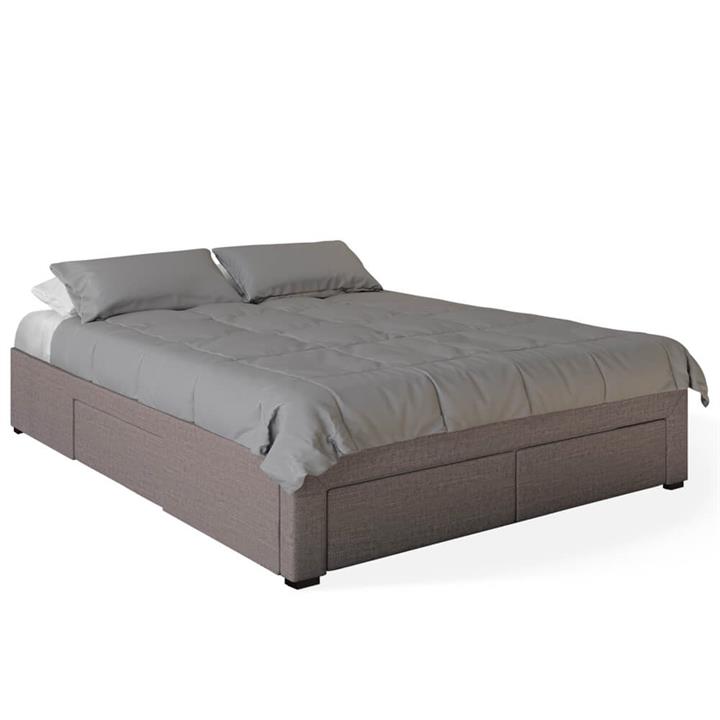 Octavia Fabric Bed Base with Drawers King - Brown