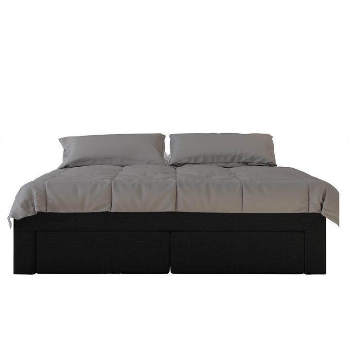 Octavia Fabric Bed Base with Drawers Queen - Black