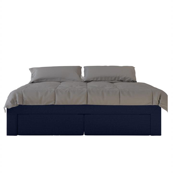 Octavia Fabric Bed Base with Drawers Queen - Blue