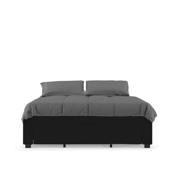 Octavia Fabric Bed Base with Drawers Double - Black