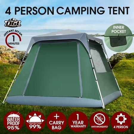 OGL 4 Person Hiking Camping Beach Pop Up Outdoor Waterproof Tent w/Carry Bag