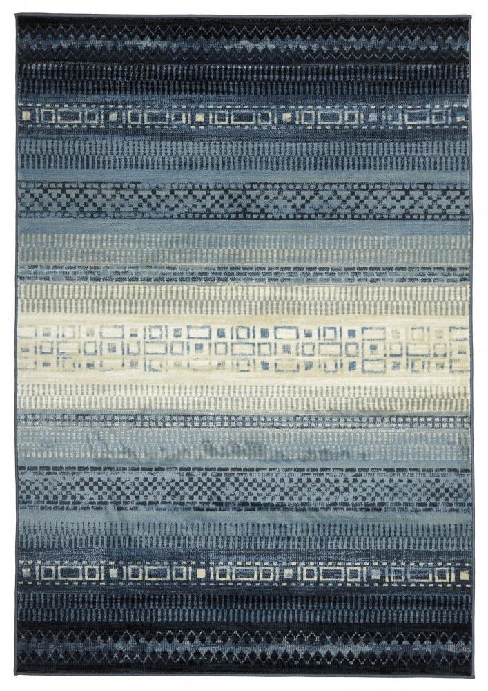 One Tribe Modern Rectangular Floor Rug Navy