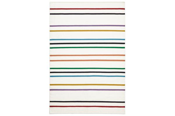 Oslo Stripe Flat Weave Wool Rug White 225x155cm