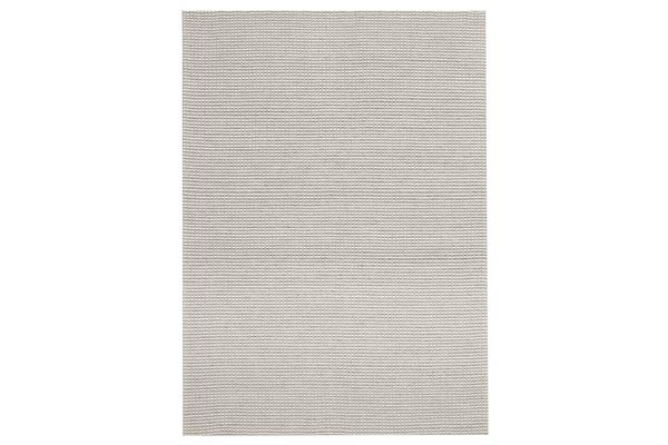 Oskar Felted Wool Striped Rug Grey White 320x230cm