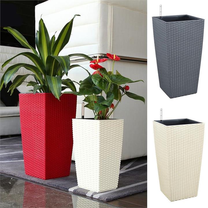 Outdoor/Indoor Creative Self Watering Planter Garden Flower Pot with Water Level Indicator