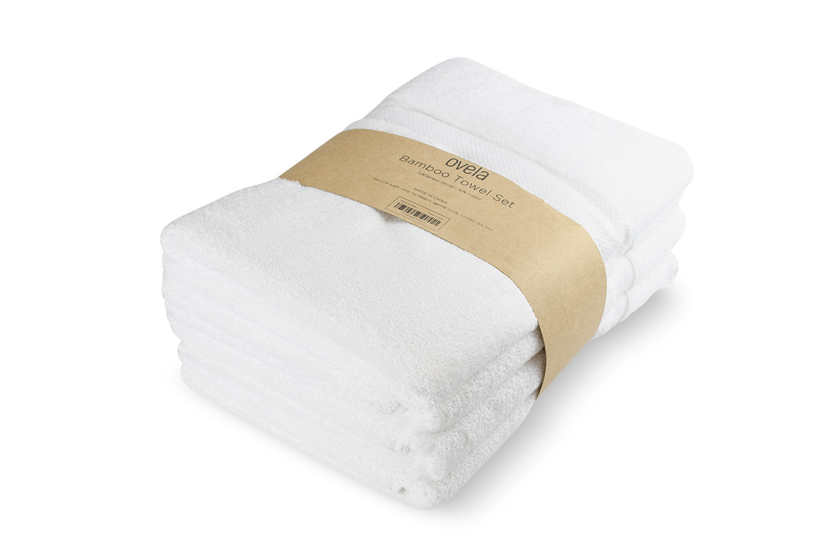 Ovela Set of 4 Bamboo Cotton Luxury Bath Sheets (Pristine White)