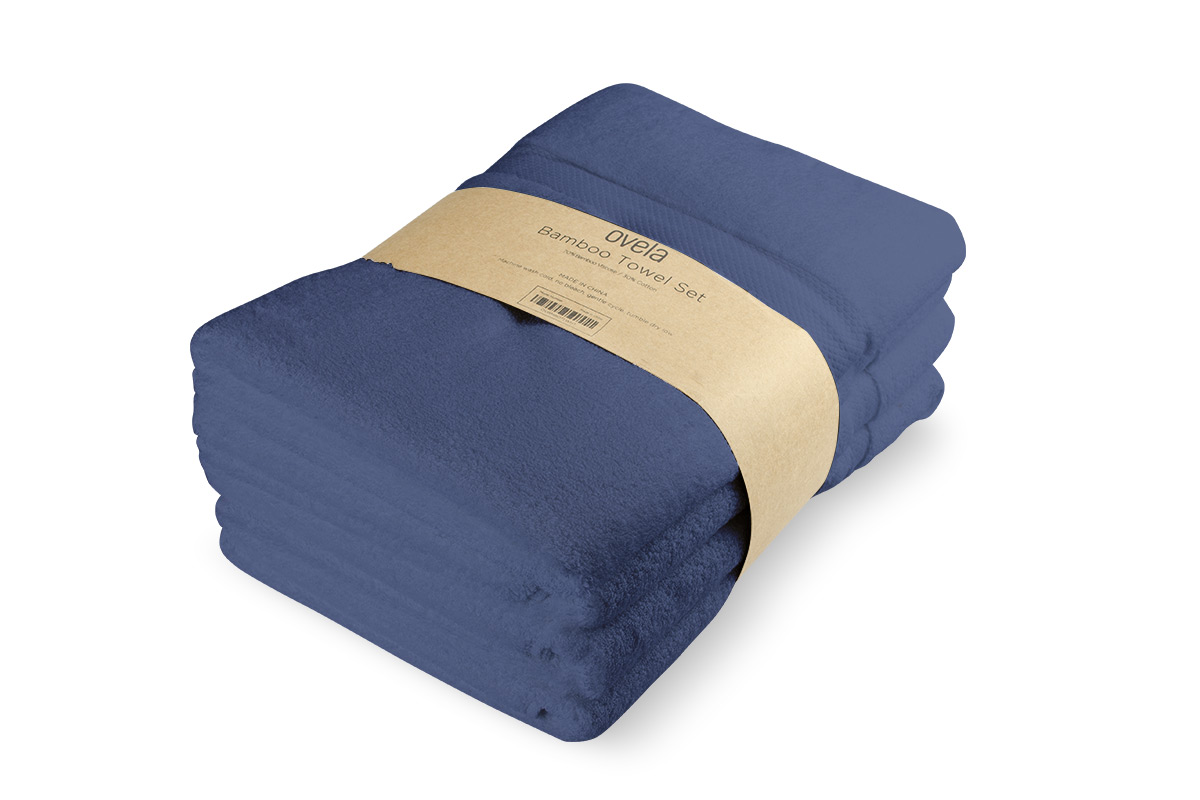 Ovela Set of 4 Bamboo Cotton Luxury Bath Sheets (Moonlight Blue)