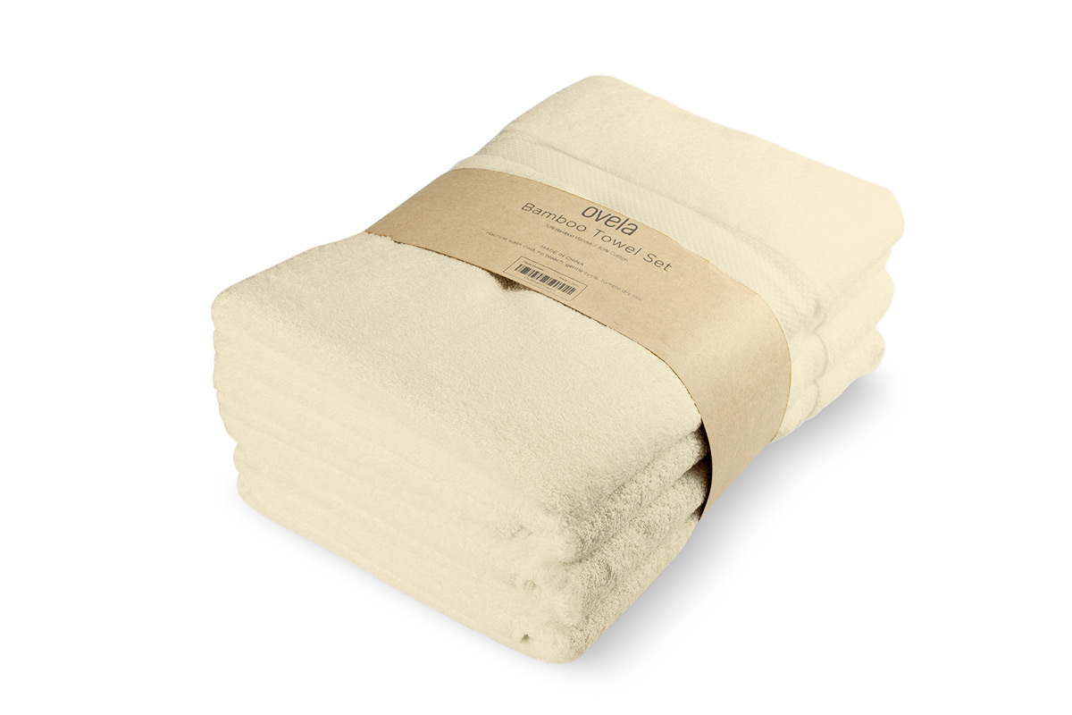 Ovela Set of 4 Bamboo Cotton Luxury Bath Sheets (Beige)