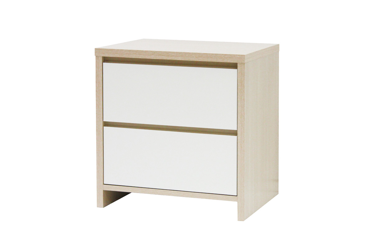 Ovela 2 Drawer Bedside Table - Bergen Collection (White & Birch)