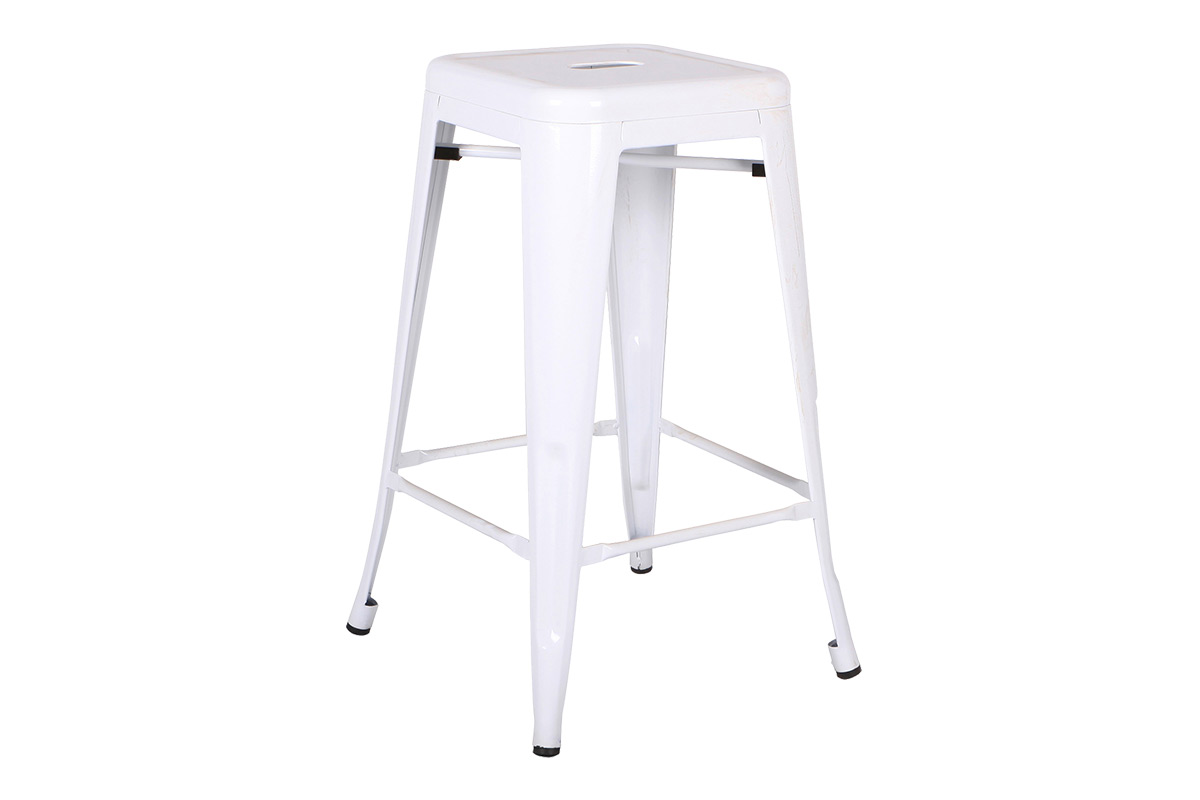 Ovela Set of 4 Tolix Replica 66cm Stools (White)