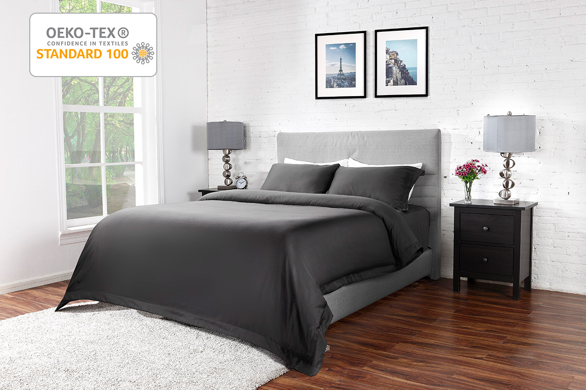 Ovela 1000TC Cotton Rich Luxury Quilt Cover Set (Single, Charcoal)