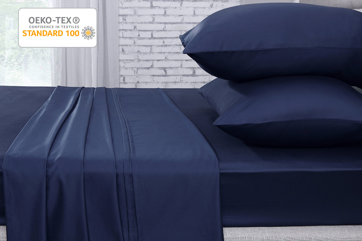 Ovela 1000TC 100% Egyptian Cotton Bed Sheet Set (Double, Indigo)