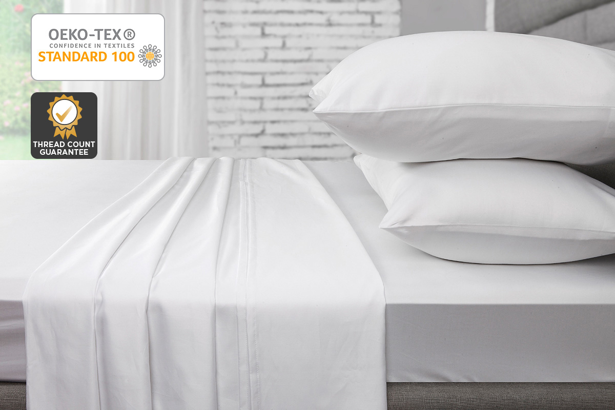 Ovela 1000TC 100% Egyptian Cotton Bed Sheet Set (King, White)