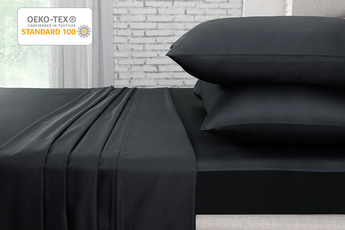 Ovela 1000TC 100% Egyptian Cotton Bed Sheet Set (Single, Charcoal)