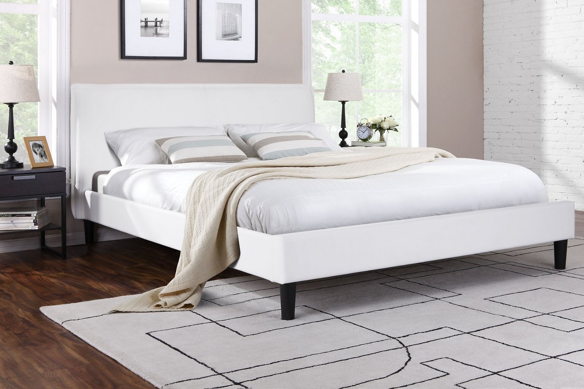 Ovela  Bed Frame - Alto Collection (White, Queen)