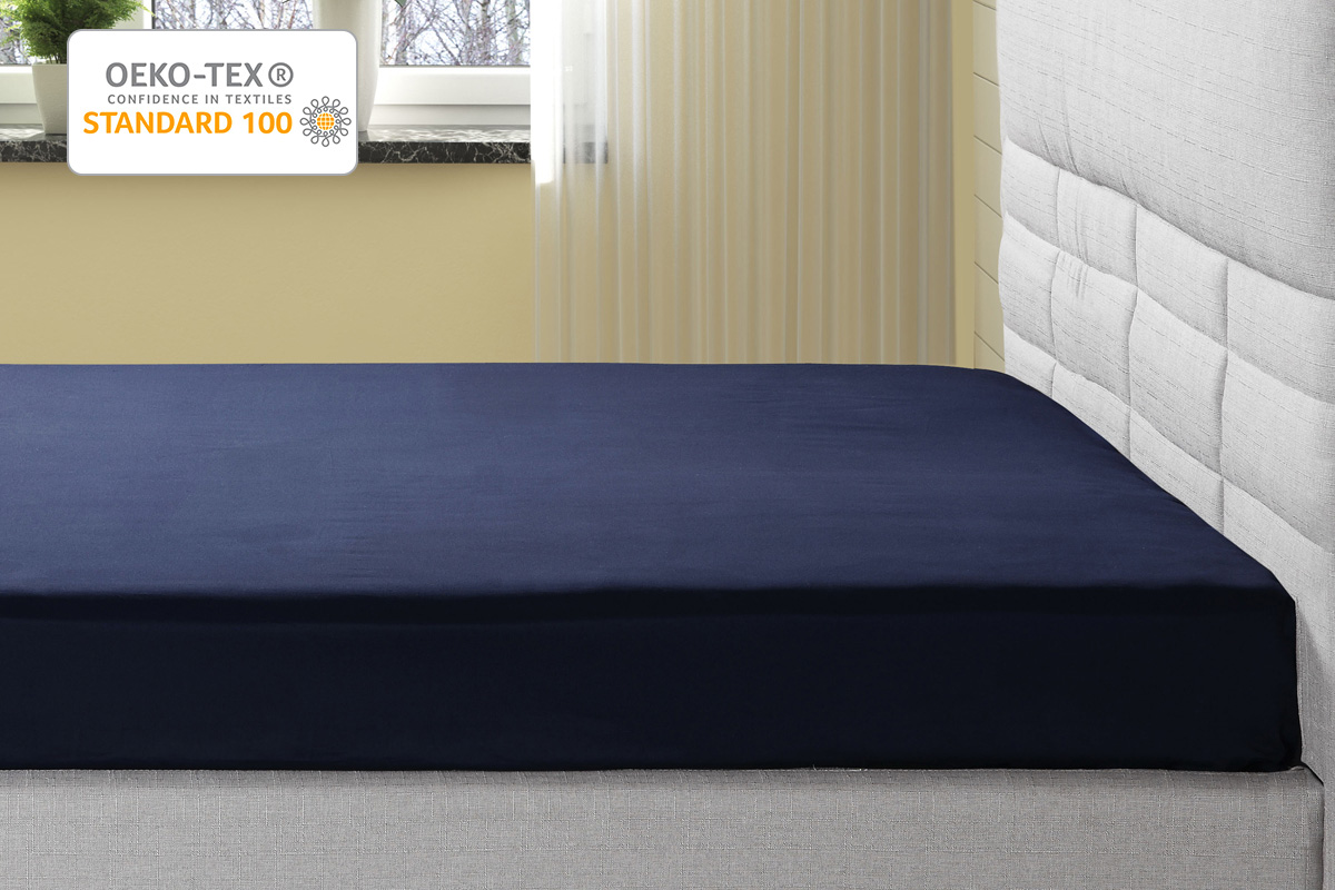 Ovela 1000TC Cotton Rich Luxury Fitted Sheet (King, Midnight Blue)