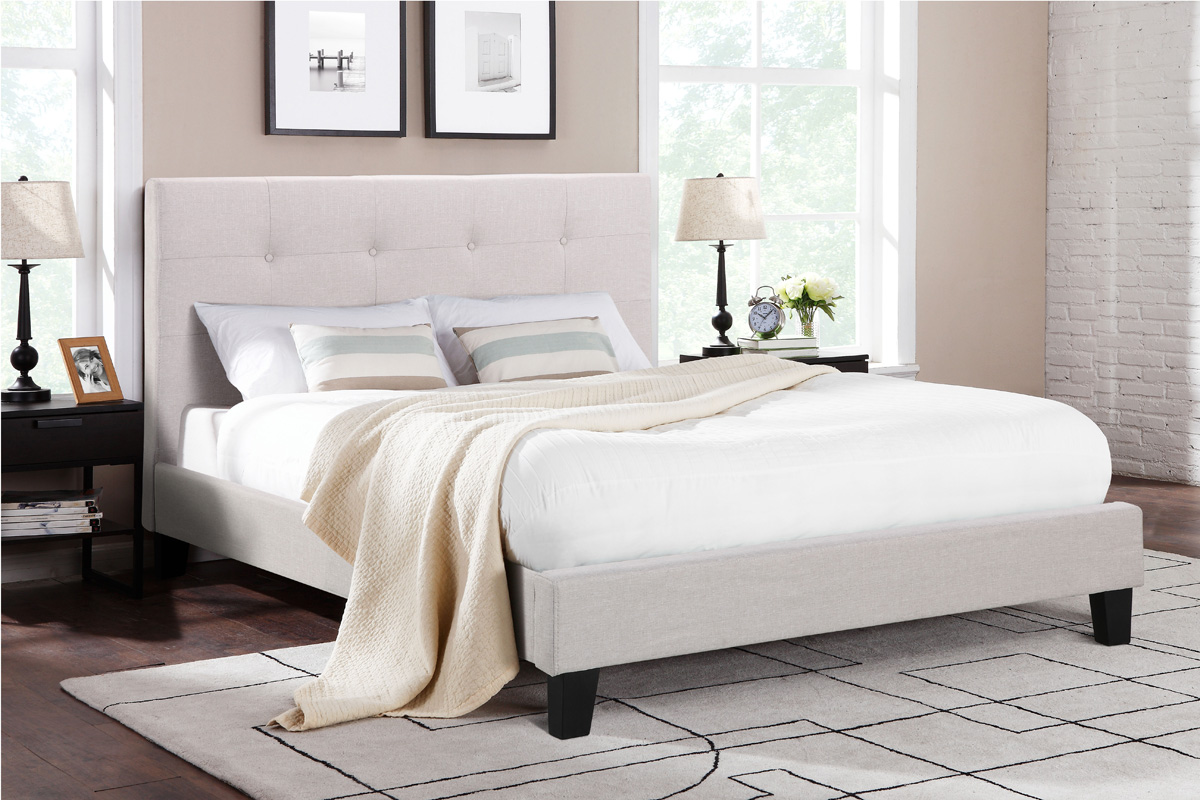 Ovela Bed Frame - Positano Collection (Beige, King)