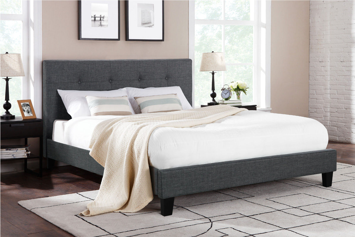 Ovela Bed Frame - Positano Collection (Dark Grey, Double)