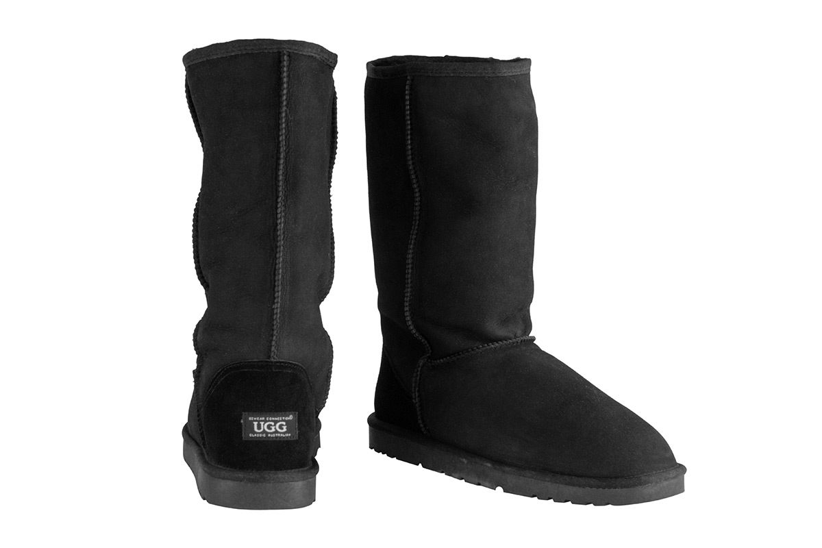 OZWEAR Connection Classic Long Ugg Boots (Black, Size 5M / 6W US)