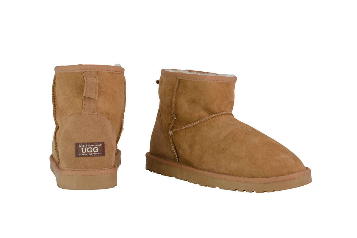 OZWEAR Connection Classic Mini Ugg Boots (Chestnut, Size 5M / 6W US)