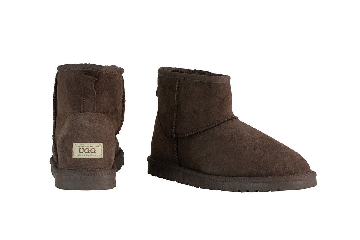 OZWEAR Connection Classic Mini Ugg Boots (Chocolate, Size 7M / 8W US)