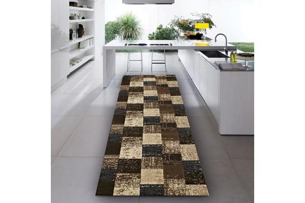 Patchwork Design Blue Rug 400x80cm