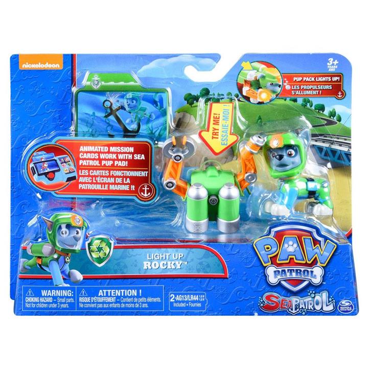 Paw Patrol Sea Patrol Light Up Rocky with Pup Pack and Mission Card