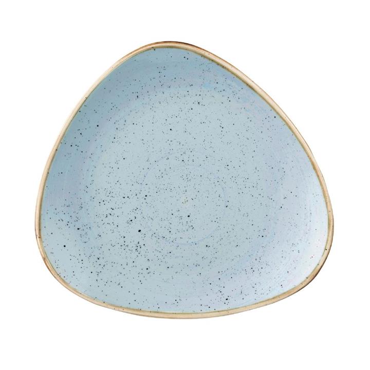 Pack of: 12 Churchill Stonecast Duck Egg Blue Triangular Plate 192mm