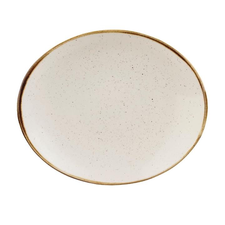 Pack of: 12 Churchill Stonecast Barley White Oval Coupe Plate 192 x 160mm