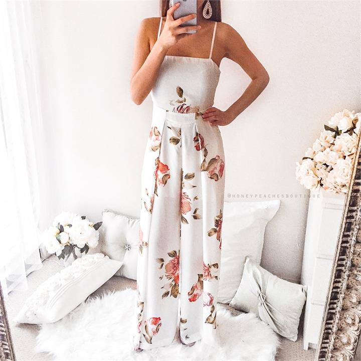 Paradise Dreaming Jumpsuit - White Floral