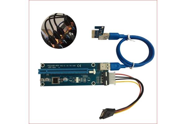 PCI-E PCI Express 16x Adapter Riser Card Extension Power USB 3.0 Internal Cable - Used for mining / BTC / ETH crypto server