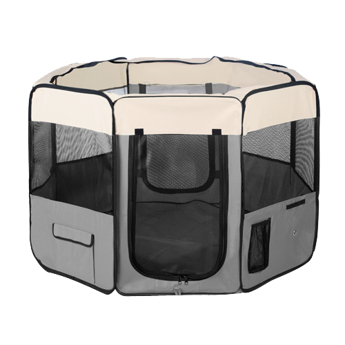 Pet Dog Puppy Cat Exercise Playpen Crate Cage Tent (Grey)