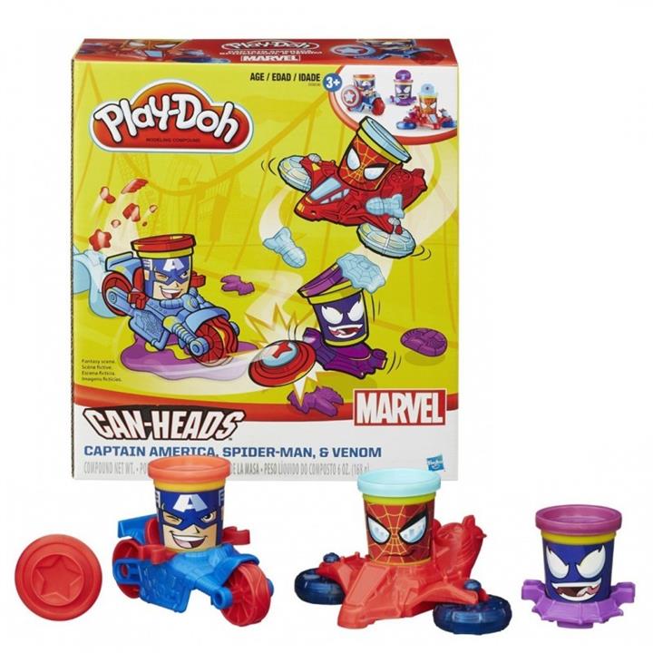 Play-Doh Captain America, Spider-Man and Venom - Marvel Can-Heads