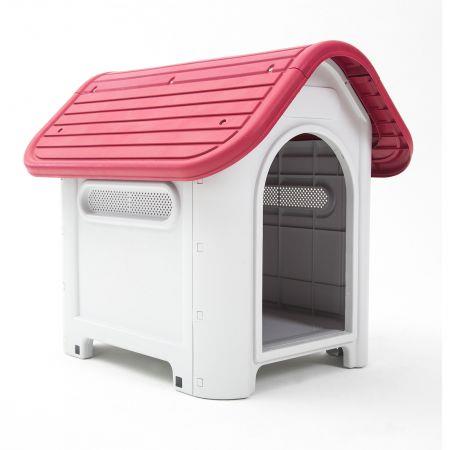 Plastic Dog Kennel LUNA M - 75 x 60 x 66cm - Red