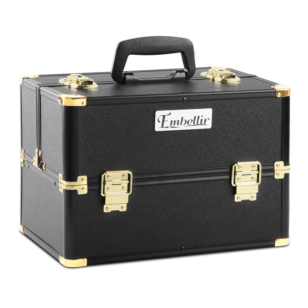 Portable Beauty Makeup Case Diamond (Black/Gold)