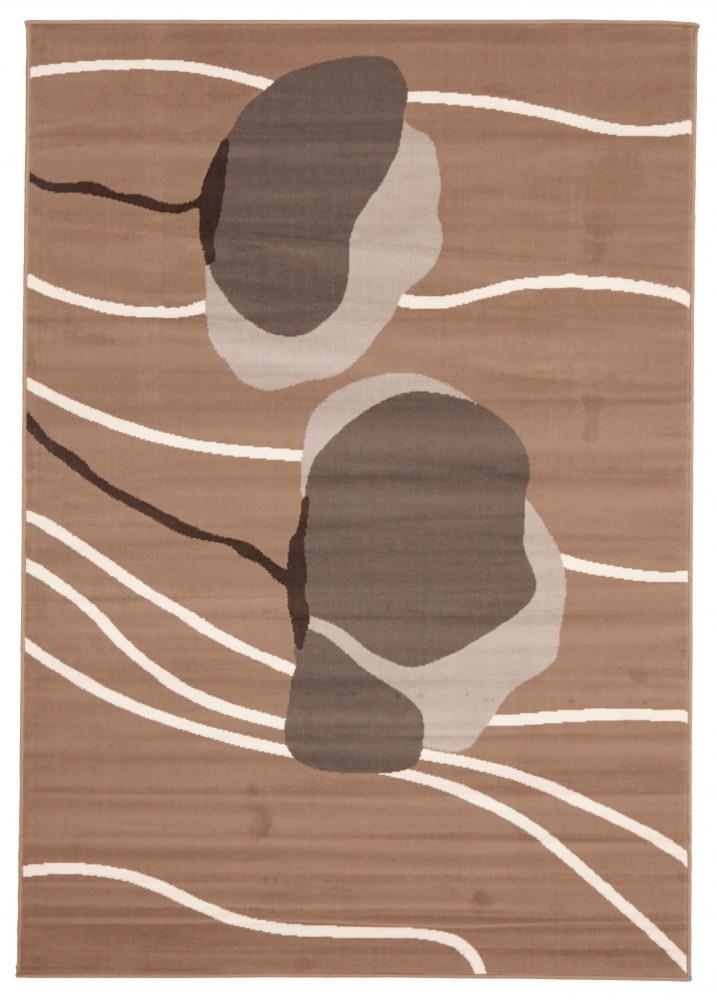 Poppies Modern Rectangular Floor Rug Beige