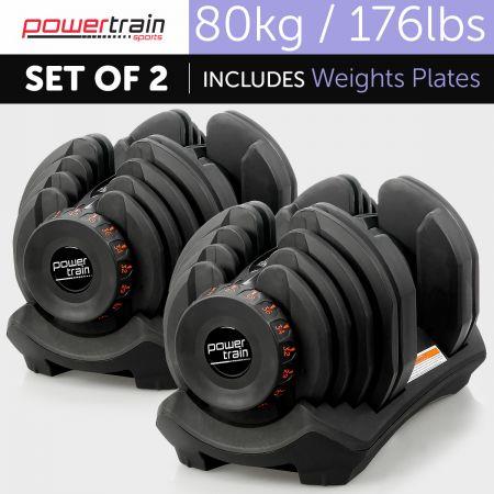 Powertrain 80kg Adjustable Dumbbell Set