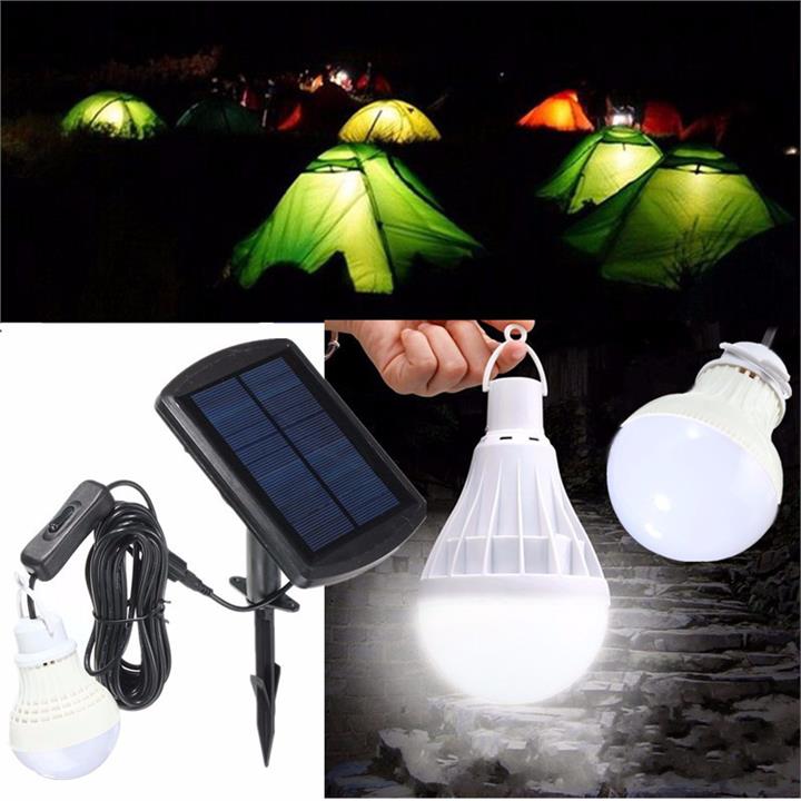 Portable Solar Panel Power Sensor LED Bulb Light Outdoor Camp Tent Fishing Lamp