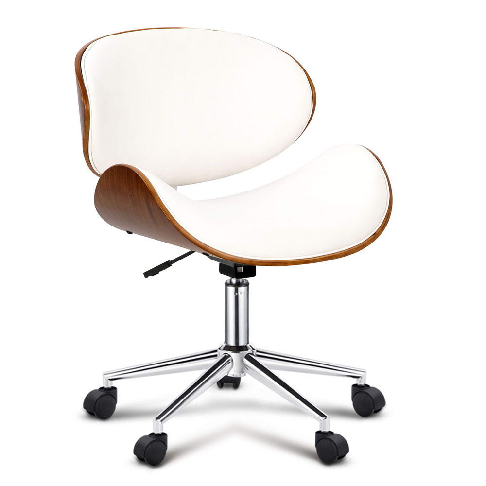 PU Leather Curved Office Chair (White)