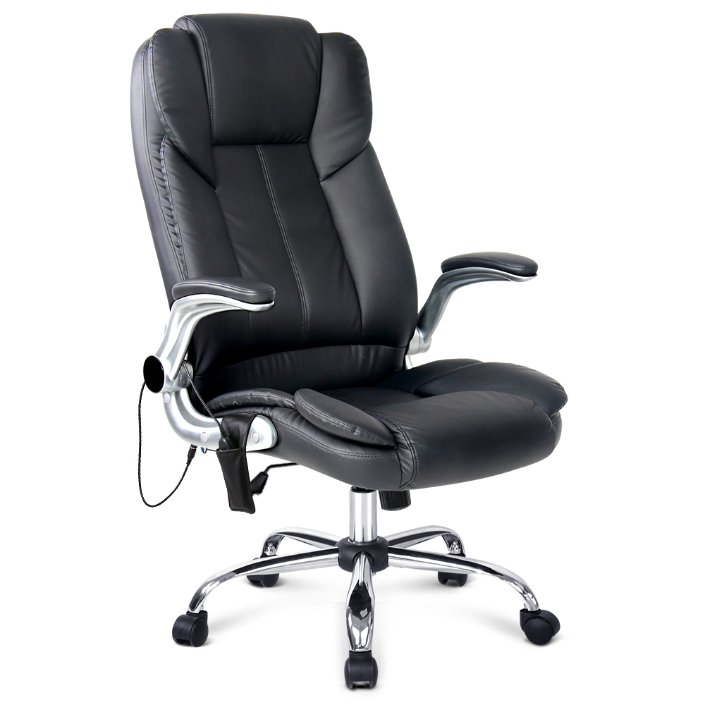 PU Leather 8-point Massage Office Chair (Black)