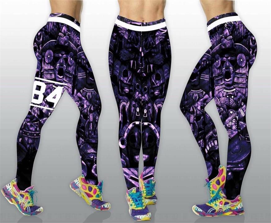 Purple   Black Pattern Print Second To None Leggings