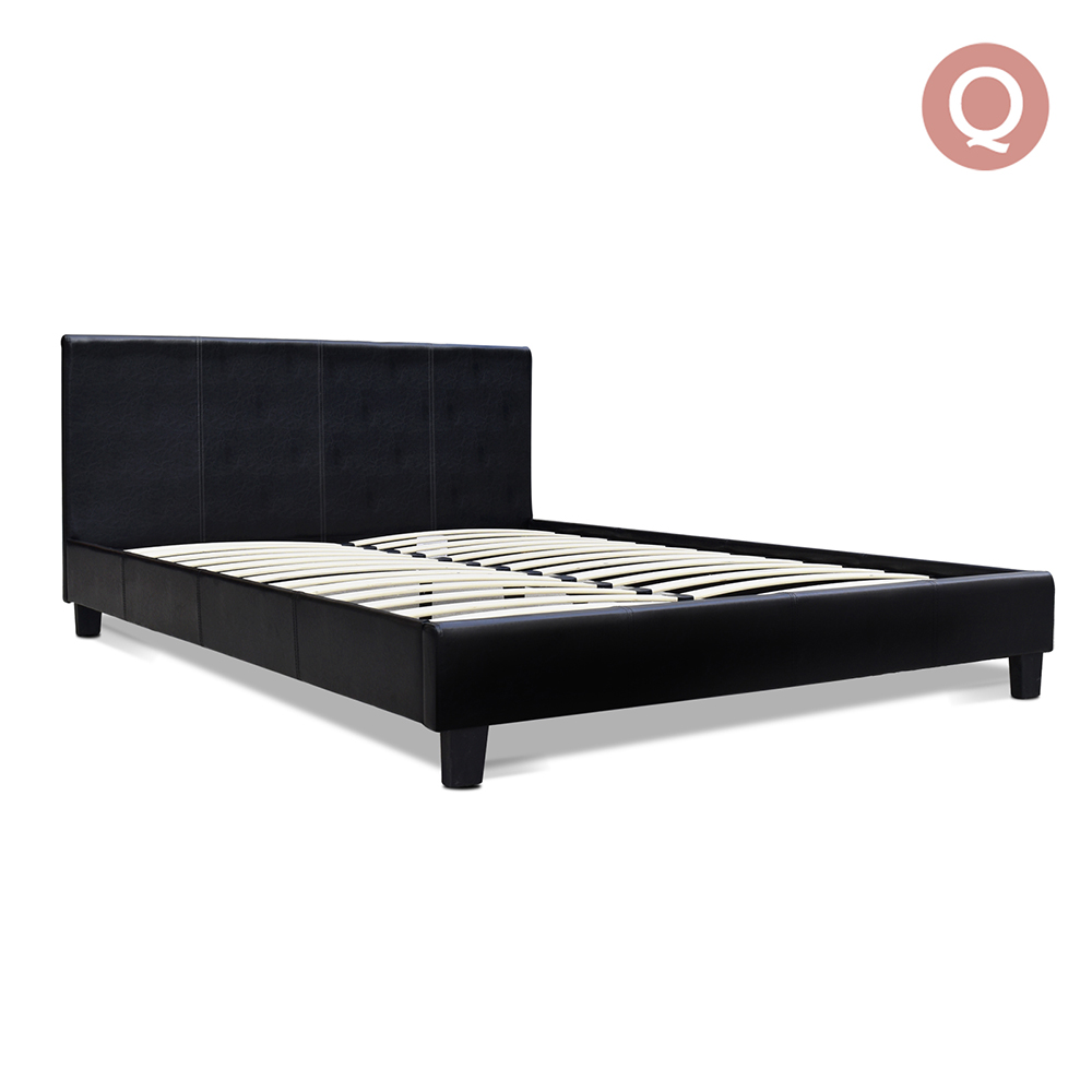 Queen PVC Leather Bed Frame (Black)