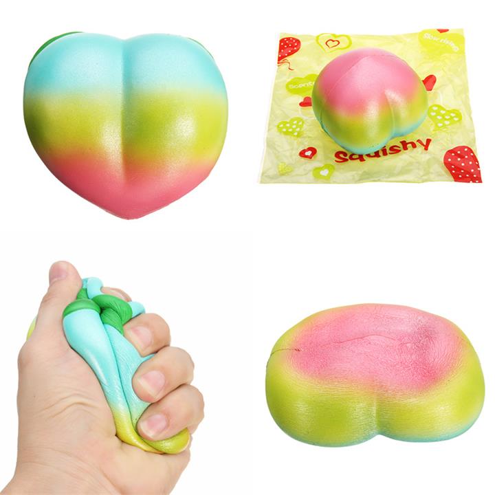 Rainbow Color Peach Squishy Toy 9.5*8.5*8cm Slow Rising With Packaging Collection Gift