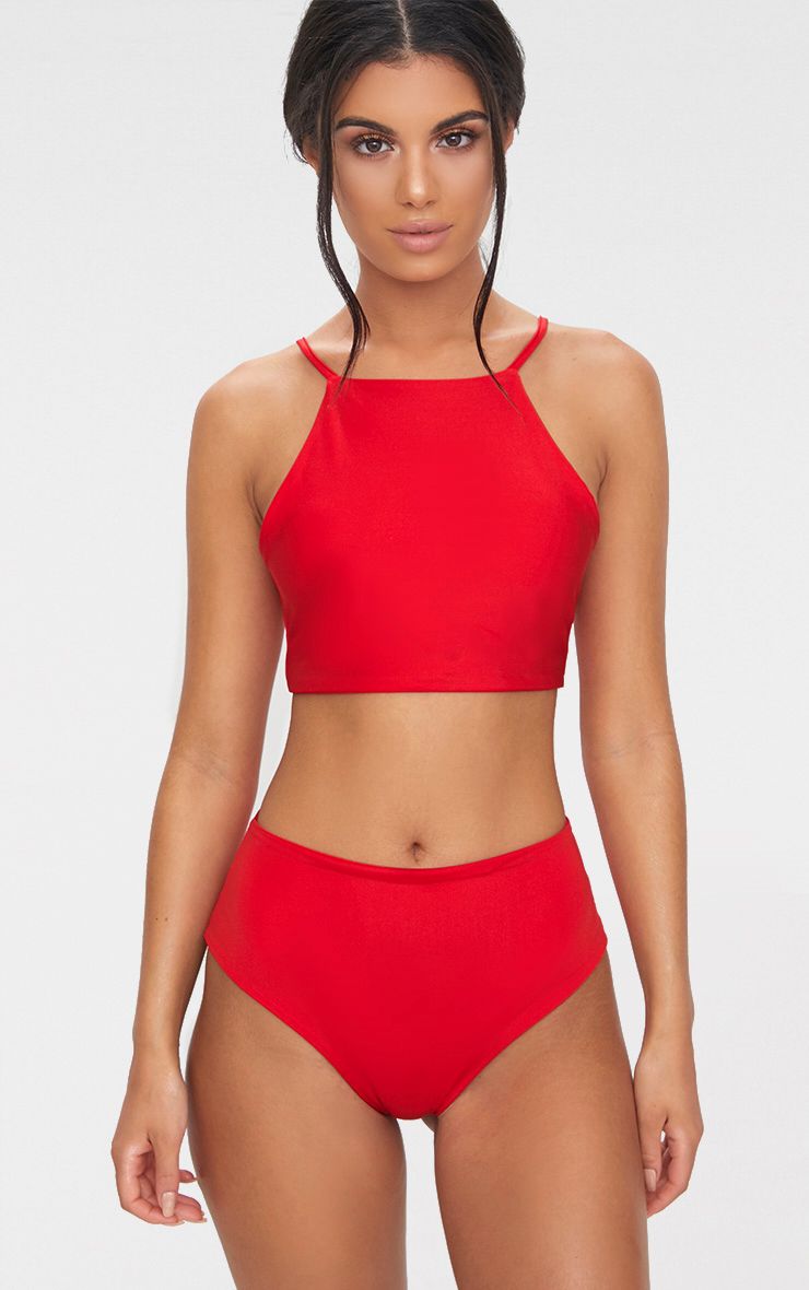 Red Mix & Match High Waisted Bikini Bottom