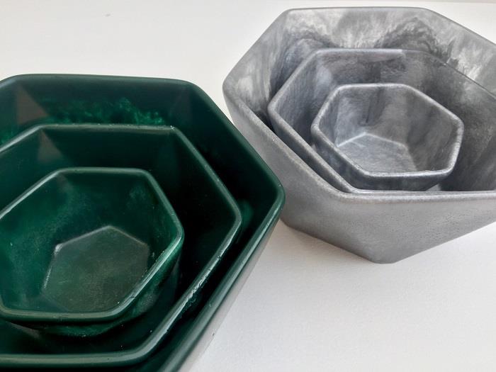 Resin HEXI bowls| NEST of 3 | Rachel Bainbridge