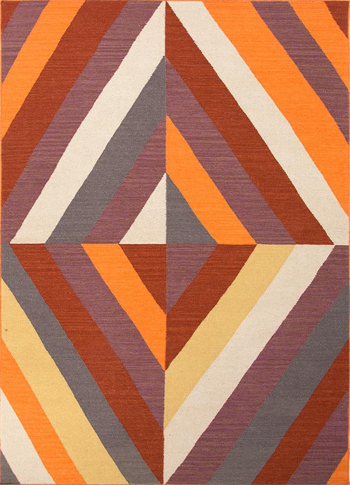 Red Oxide | Light Gold Rug Handmade Flat Weave Rug