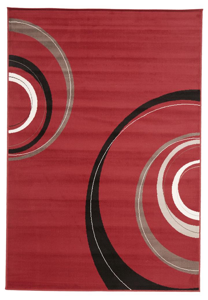 Retro Waves Rectangular Rug Red Black White