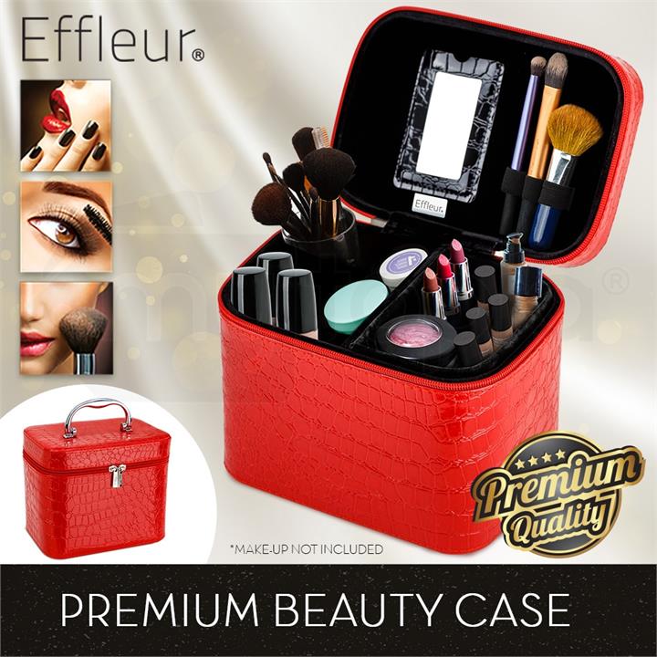 Red Beauty MakeUp Case Soft Square Cosmetics